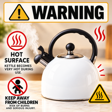 Premium Whistling Tea Kettle – White Stovetop Kettle with Heat-Resistant Handle & Flip-Top Spout