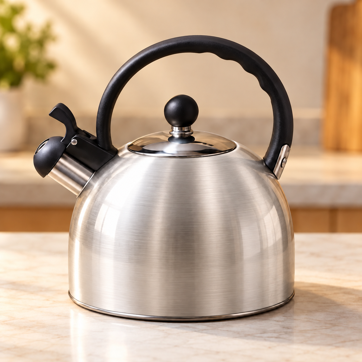 Premium Whistling Tea Kettle – White Stovetop Kettle with Heat-Resistant Handle & Flip-Top Spout
