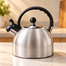 Premium Whistling Tea Kettle – White Stovetop Kettle with Heat-Resistant Handle & Flip-Top Spout
