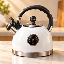 Premium Whistling Tea Kettle – White Stovetop Kettle with Heat-Resistant Handle & Flip-Top Spout