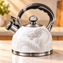 Premium Whistling Tea Kettle – White Stovetop Kettle with Heat-Resistant Handle & Flip-Top Spout
